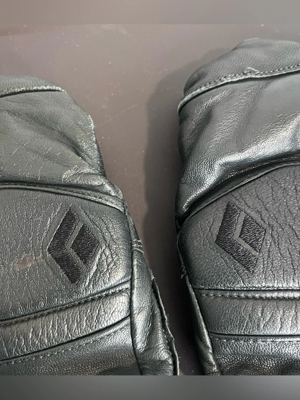 Vintage Black Diamond Leather Mitten Gloves  Bdry Ski Snow Winter